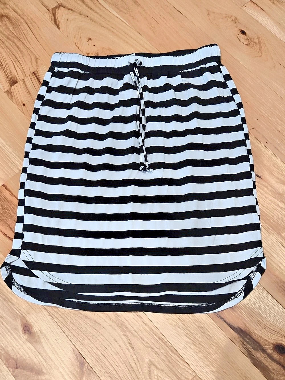 Tickled Teal Thick Stripe Weekend Skirt Striped Skort Black & White Medium